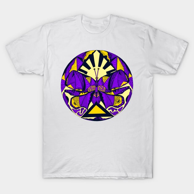 Purple Sunrise Abstract Butterfly T-Shirt by kenallouis